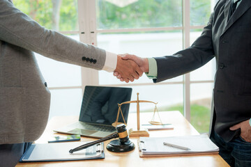 Legal advice concept: A lawyer or legal advisor is someone who listens and gives advice to business people.