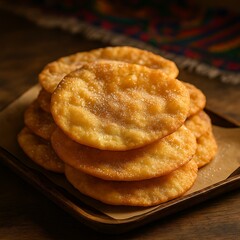 bunuelos mexican traditional fried dessert stock photo