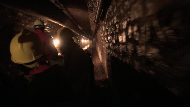 Cercs coal mining musem entering train tunnel wagon