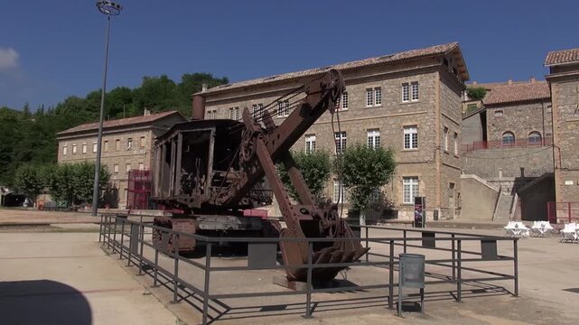 Cercs coal mining musem excavator old rusty vintage wide
