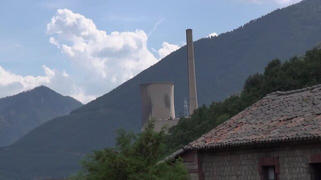 Cercs Thermal Power Plant chimneys Coals of Berga offices
