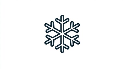 A simple, dark-blue line-art snowflake icon on a white background, symmetrical six-pointed star shape