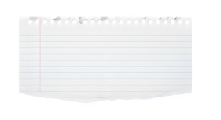 Torn paper notebook page with spiral binding ripped edge isolated abstract copy space isolated on transparent background