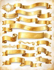 Obraz premium Collection of gold ribbons