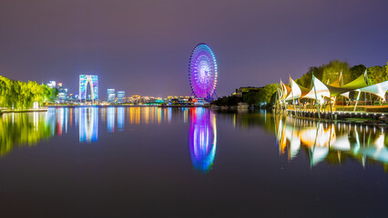 Suzhou Jinji Lake Industrial Park city night view scenery, China © 肖勇