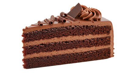 Chocolate Cake Slice Dark Delicious Brown Dessert on Brown Backdrop