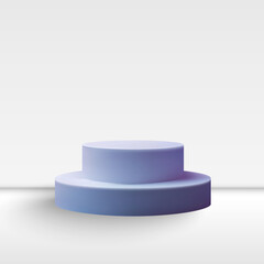 Two-tiered purple podium on a clean white background for presentation. Eps 10