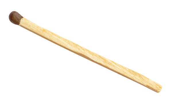 wooden match with brown sulfur head isolated