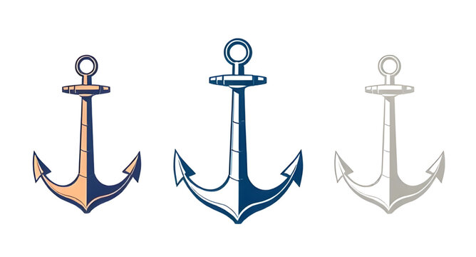 Sailing anchor icon, Vintage marine emblem, Classic anchor silhouette, Maritime navigation symbol, Sea travel anchor, Navy anchor vector, Rope anchor illustration, Minimal anchor design, Simple anchor