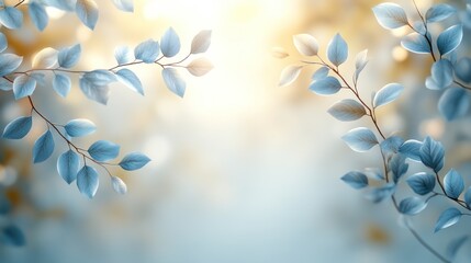 Leaves shine softly in warm light, creating a peaceful, dreamlike atmosphere in nature