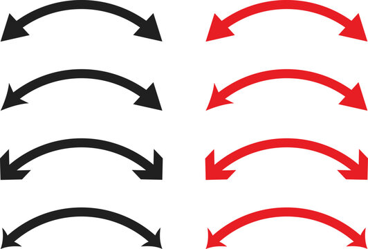 Dual sided semi circle arrow set. Double side semi circular arrow collection. Semi circle two sided arrows 