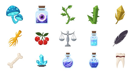 Set of Fantasy Alchemy Components for Spells and Potions.
