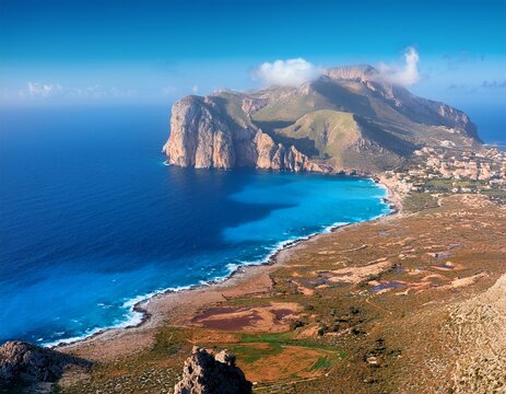 aerial view of macari coastline near san vito lo capo sicily