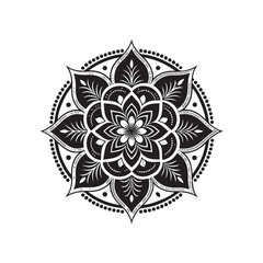 Black Colour Rangoli design Vector Illustration, Solid White Background (6).eps