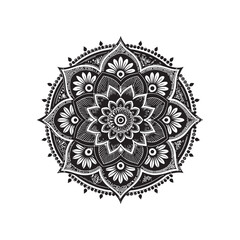Black Colour Rangoli design Vector Illustration, Solid White Background (5).eps