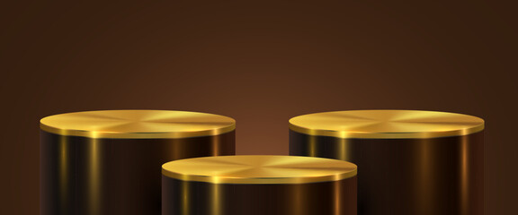 Luxury golden podium scene background. Product presentation, mock up, winner podium, stage pedestal or platform.