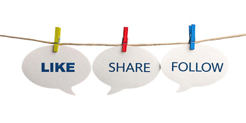 Like, share, follow isolated on transparent background