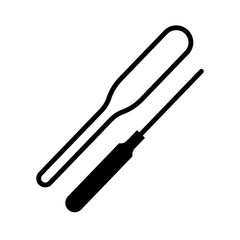 
An illustration of a black icon of beauty salon attributes and manicure and pedicure products on a white background