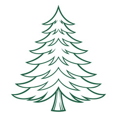 Obraz premium Simple Evergreen Tree Illustration Classic Holiday Design Element Depicting a Fir Tree in a Minimalist Style