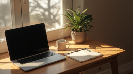 Modern Office Desk Setup &ndash; Computer, Paper, and Pen for Business Work
