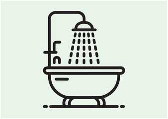 Bathroom with Shower line art vector