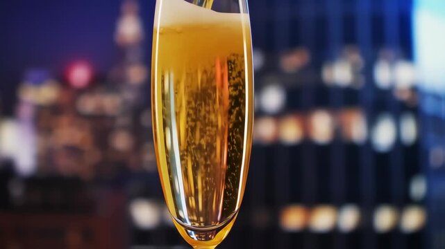 Beer pouring into a stemmed glass at a bar