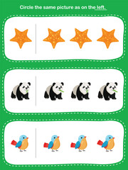 Find the Same Picture Worksheet. Circle the same picture as on the left.