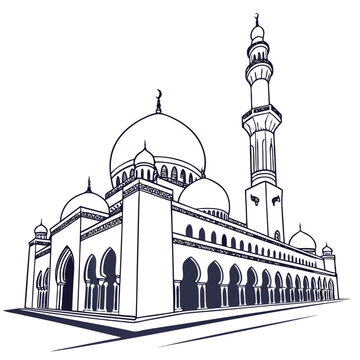 black and white mosque building clip art preview