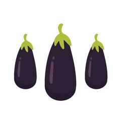 A Simple flat 2D icon eggplant isolated on a transparent background, vector, flat design, animation design, simple flat 2D icon, minimalist design, clipart