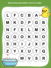 Alphabet A&ndash;Z Worksheet. Draw lines from letter A to Z in order.