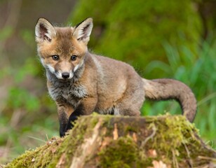 Cute fox cub in forest