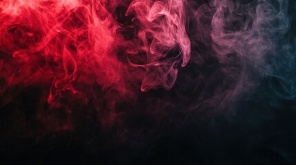 A swirling blend of red and white smoke against a dark background, creating an ethereal and dynamic visual effect.