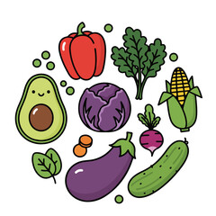 set of fresh vegetables