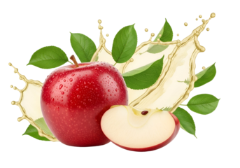 Fresh red  with juice splash, vibrant colors, and a healthy natural scene.