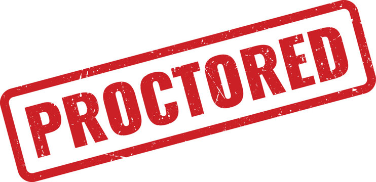 Red Procto Grunge Rubber Stamp on White Background Indicating Exam Supervised