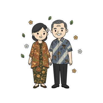 Couple wearing batik clothes on International Batik Day