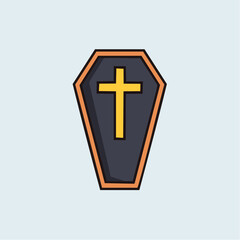 Obraz premium Minimal Cross Coffin – Vector Illustration