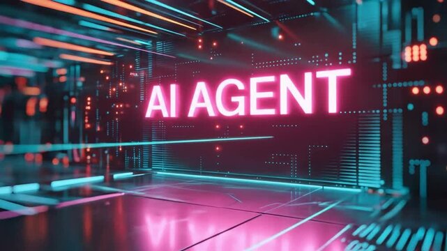 AI Agent in Cyberspace, The Future of Autonomous Business Assistant. Neon AGI, AI Agent Will Transform Human Bot Collaboration. AI Assistant in Digital Workspace, AI Agent Powered by AGI Technology