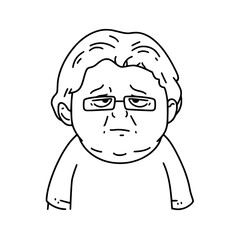Old man portrait wrinkled sad emotional outline