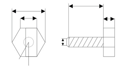 Blueprint Technical Drawing of a Bolt or Screw Isolated on White. Industrial documentation for assembling parts of a machine vector art