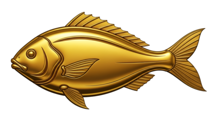 Golden Fish Emblem on Black Background