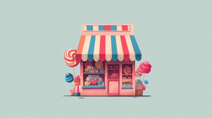 Candy illustration flat design side view sweet shop theme water color Triadic Color Scheme.