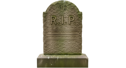 Stone Gravestone with "R.I.P." and Date