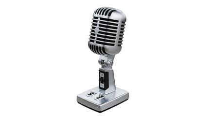 Vintage Silver Microphone on Black Background