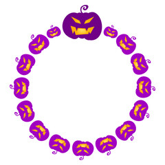 Purple Pumpkin Circle Frame for Halloween