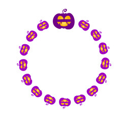 Purple Pumpkin Circle Frame for Halloween