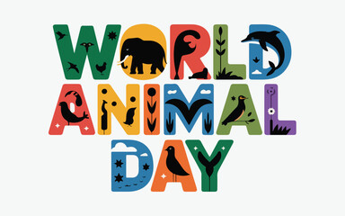 Adobe Illustrator ArtworkCreative World Animal Day Logo Design with Wildlife and Nature Elements for Global Awareness Campaign
