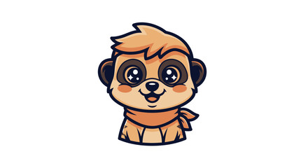 Cute Meerkat Cartoon Character with Scarf.