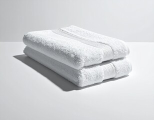 "A neatly folded sports towel placed on a pure white background with soft natural shadow. Crisp fabric texture, 1:1 ratio, HD quality, e-commerce ready."