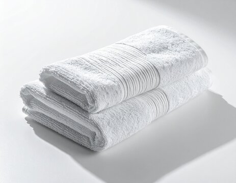 "A neatly folded sports towel placed on a pure white background with soft natural shadow. Crisp fabric texture, 1:1 ratio, HD quality, e-commerce ready."